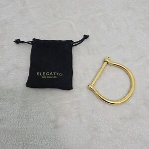 Elegatto Gold Horseshoe Bracelet Shackle Closure Stainless Steel with Felt Bag